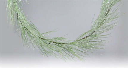 5' glittered pine garland green