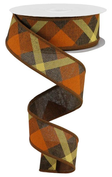 1.5" x 10yd Printed Plaid On Royal image 0