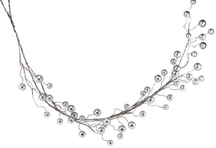 6' Silver Glitter Ball Garland image 0