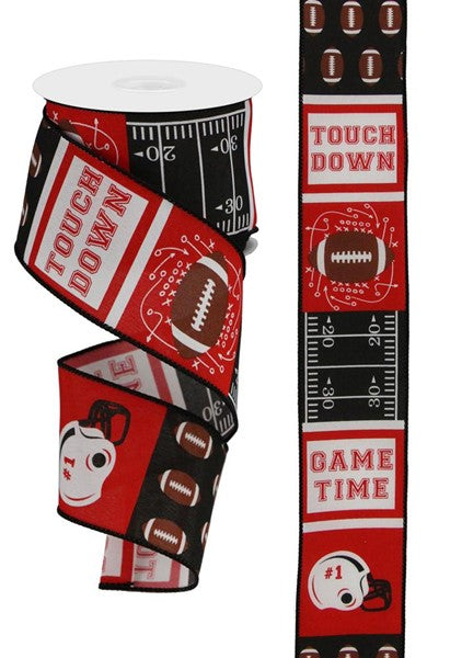 2.5" x 10yd Football Block Pattern - Red/Black image 0