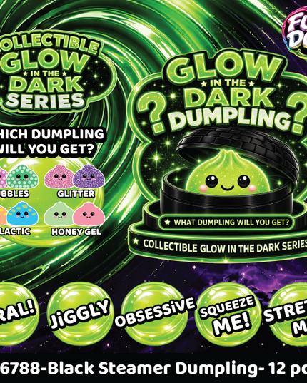 Fun Doh Glow-in-the-Dark Mystery Dumpling Squishy Toy Black