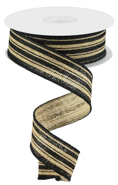 1.5" x 10yd Vertical Stripe/Faux Burlap image 0