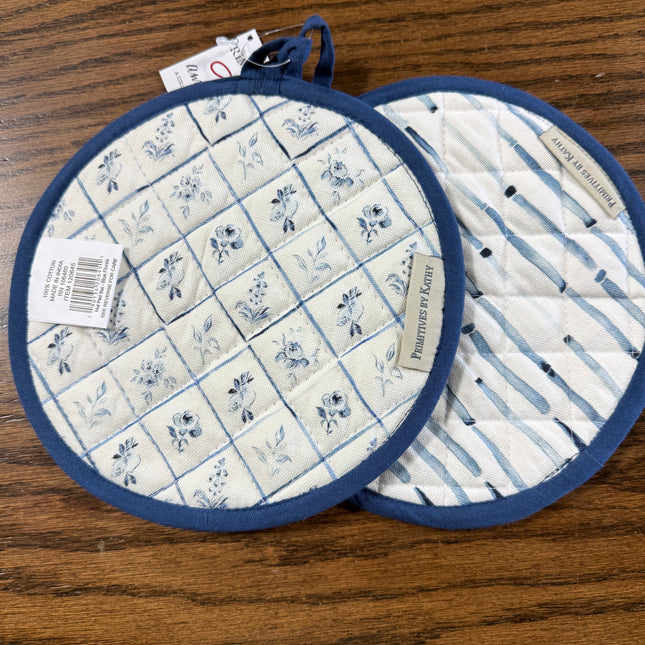 Blue Florals Hot Pads Set of 2 image 1