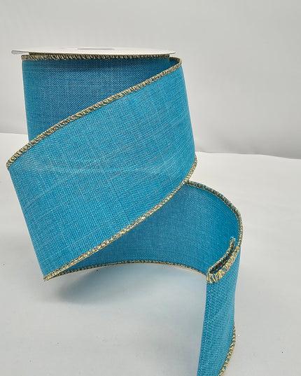 2.5"x10Y Glitter Trim Turquoise/Gold Ribbon image 0