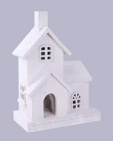 Wood House with LED Lights image 1