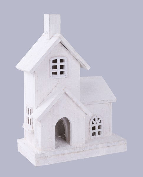 Wood House with LED Lights image 1