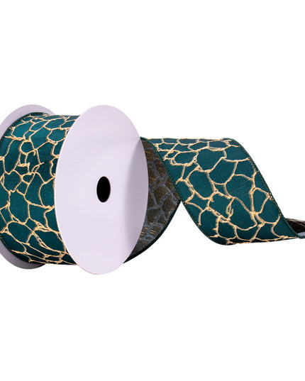 Green with Gold Crackle Ribbon image 0