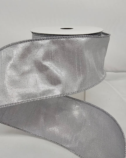 2.5"x10Y Elegant Metallic Ribbon Silver image 0