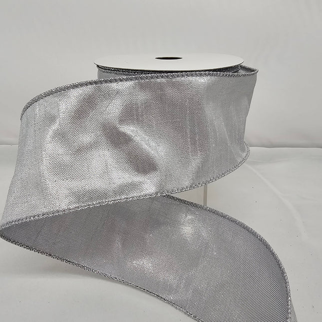 2.5"x10Y Elegant Metallic Ribbon Silver image 0