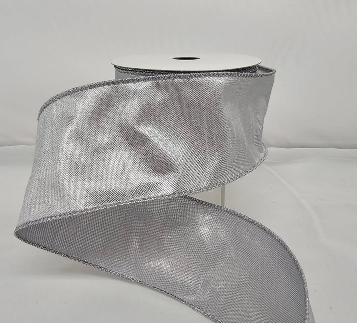 2.5"x10Y Elegant Metallic Ribbon Silver image 0