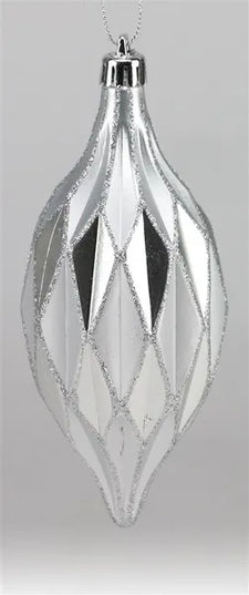 6.25"Dia Diamond Cut Finial Ornament Silver