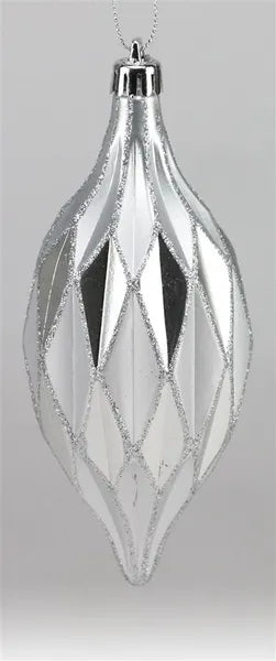 6.25"Dia Diamond Cut Finial Ornament Silver