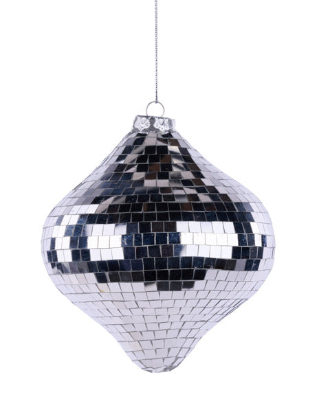 110MM SILVER MIRROR ONION ORNAMENT image 0