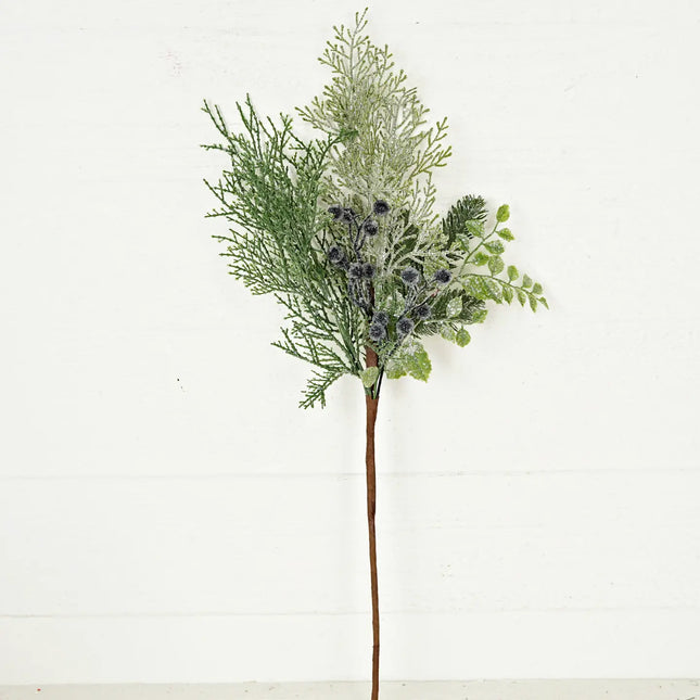 24in Spray-Sparkled Blue Berry and Mix Pines