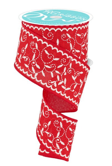 2.5" x 10yd Stitch Mini Leaf/Ryl Red image 0