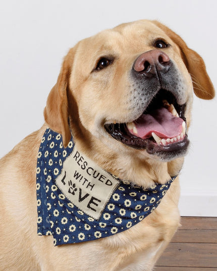 Rescued With Love Floral Large Pet Bandana image 0