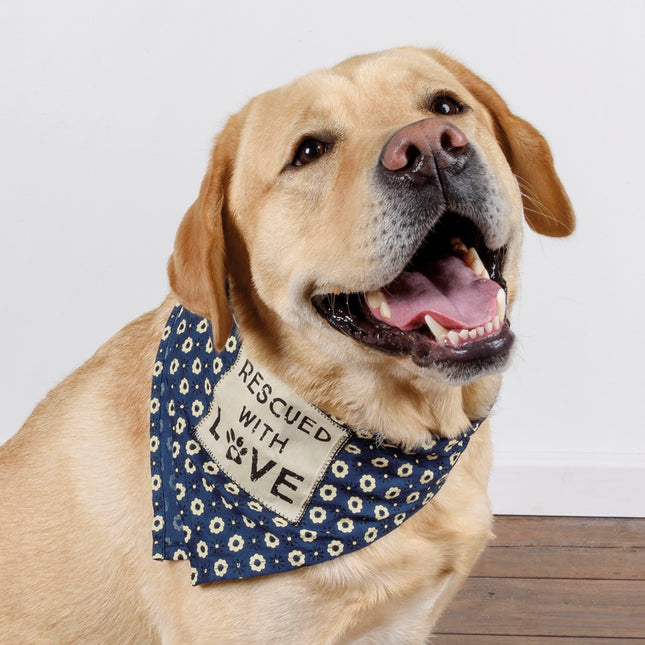 Rescued With Love Floral Large Pet Bandana image 0