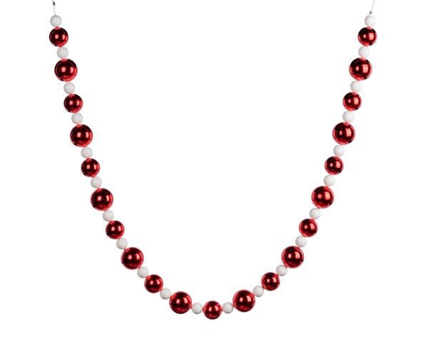 6' Red/White Ball Garland image 0