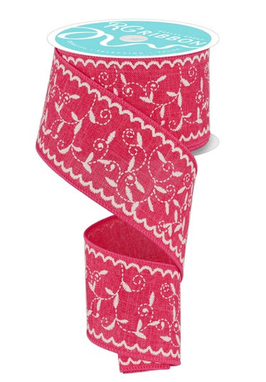 2.5" x 10yd Stitch Mini Leaf/Ryl Pink image 0