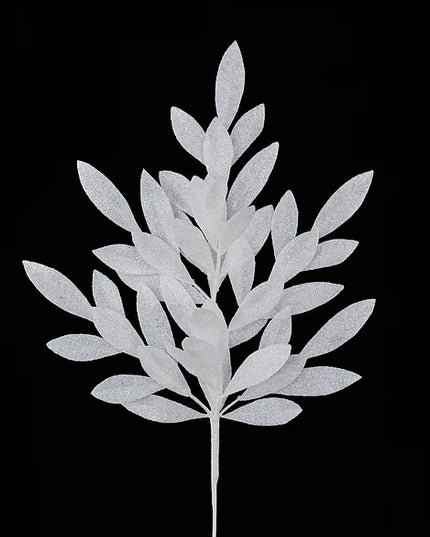 23" Glitter Bay Leaf Spray
