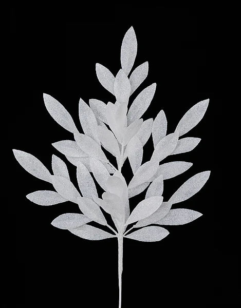 23" Glitter Bay Leaf Spray