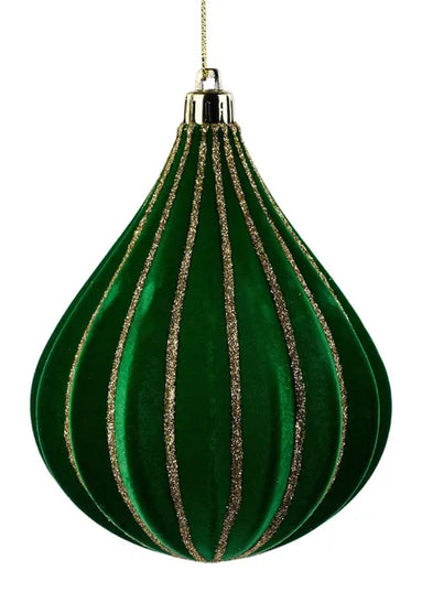 130mm Flocked Teardrop Ornament