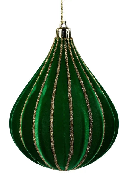 130mm Flocked Teardrop Ornament