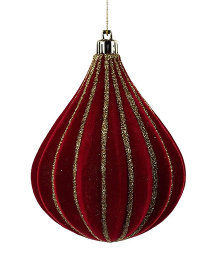 130mm Flocked Teardrop Ornament