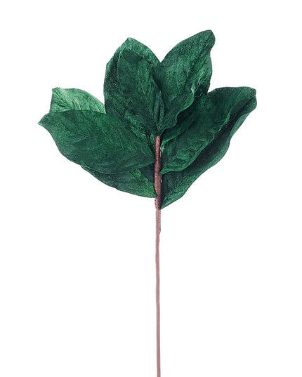 19"L Velvet Magnolia Leaf Spray