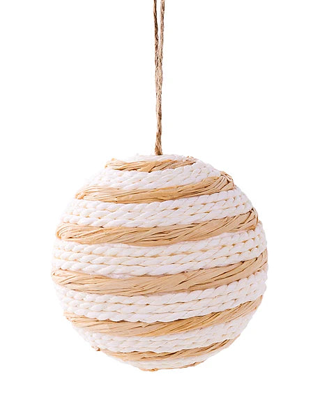 4" Dia Paper Rope/Raffia Ball Orn