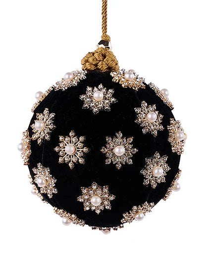 4"Dia Diamond Flower/Velvet Orn