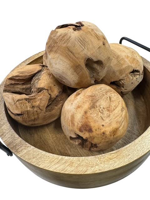 Decorative 4" Wood Orb