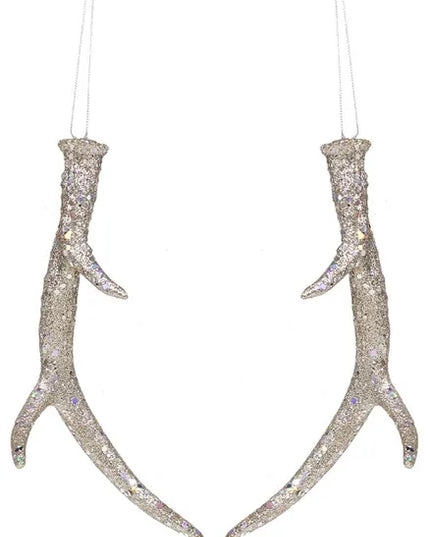 2 Asst 8.5"H Glitter Antler Ornament
