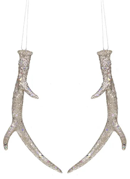 2 Asst 8.5"H Glitter Antler Ornament