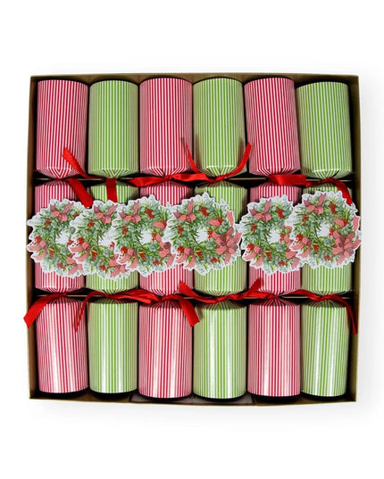 Ribbon Stripe Wreath Christmas Cracker - 6 per Box
