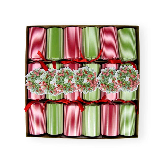 Ribbon Stripe Wreath Christmas Cracker - 6 per Box