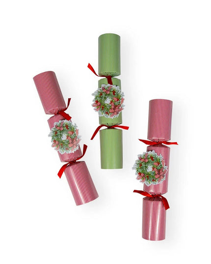 Ribbon Stripe Wreath Christmas Cracker - 6 per Box