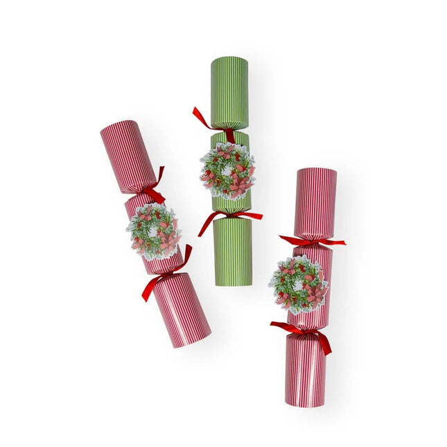 Ribbon Stripe Wreath Christmas Cracker - 6 per Box