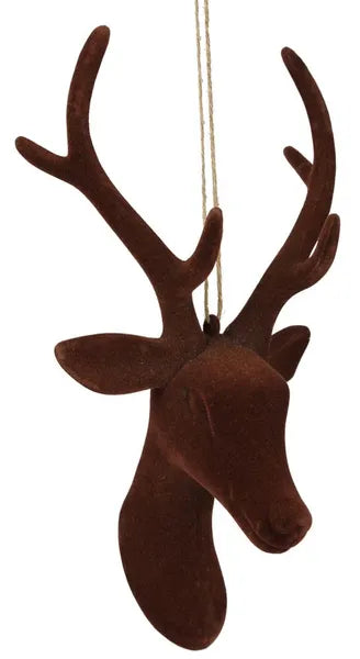 10" Flocked Deer Head Ornament