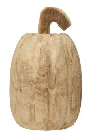 Hand-Carved Paulownia Wood Pumpkin image 0