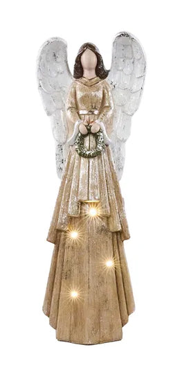 24.75"H x 9"L Angel W/Wreath