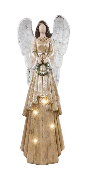 24.75"H x 9"L Angel W/Wreath