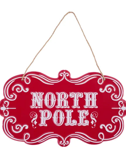 11.5"L x 6.75"H North Pole Tin Sign