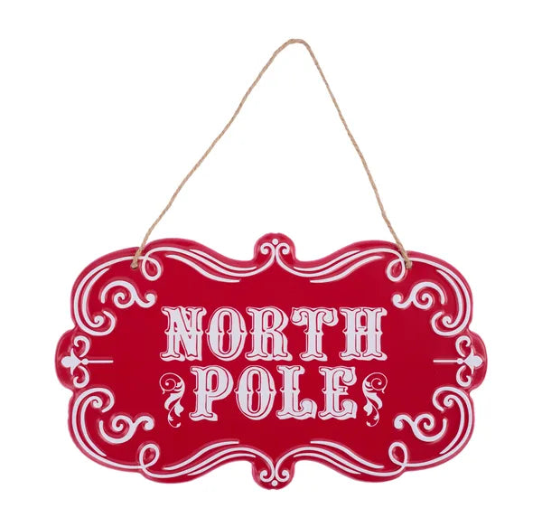 11.5"L x 6.75"H North Pole Tin Sign