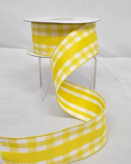 1.5"x10Y Yellow Gingham Ribbon image 0