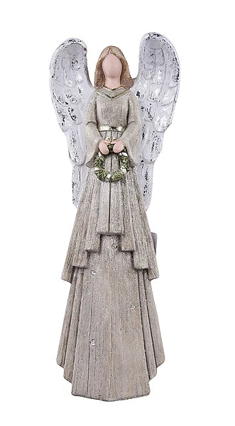 24.75"H x 9"L Angel W/Wreath