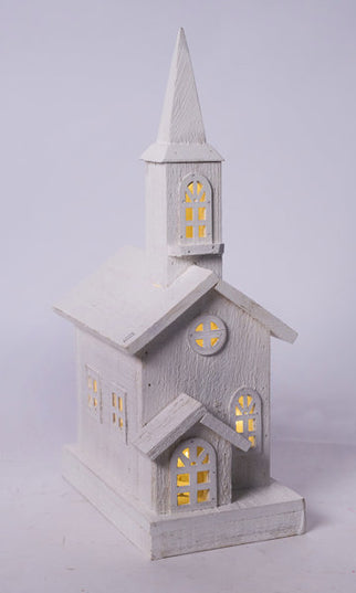 Wood Church with LED Lights image 0
