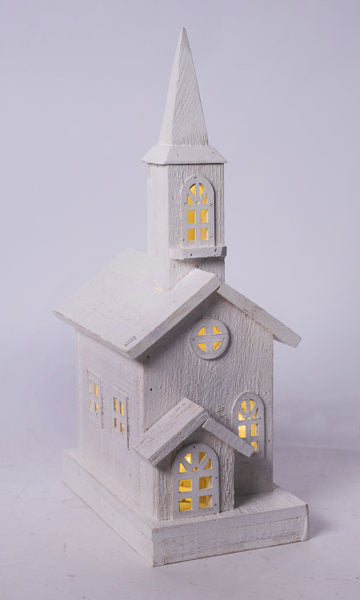 Wood Church with LED Lights image 0