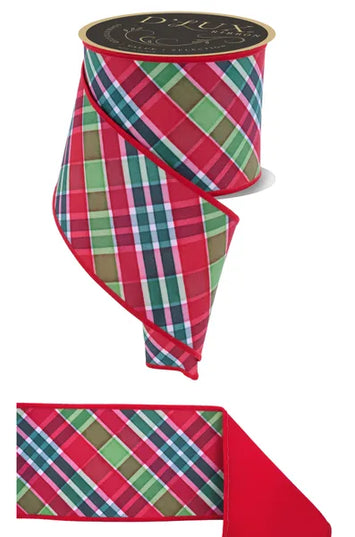 4" x 10yd Bold Plaid/Fused Ribbon