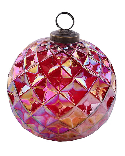 4"Dia Irid. Diamond Cut Glass Ornament